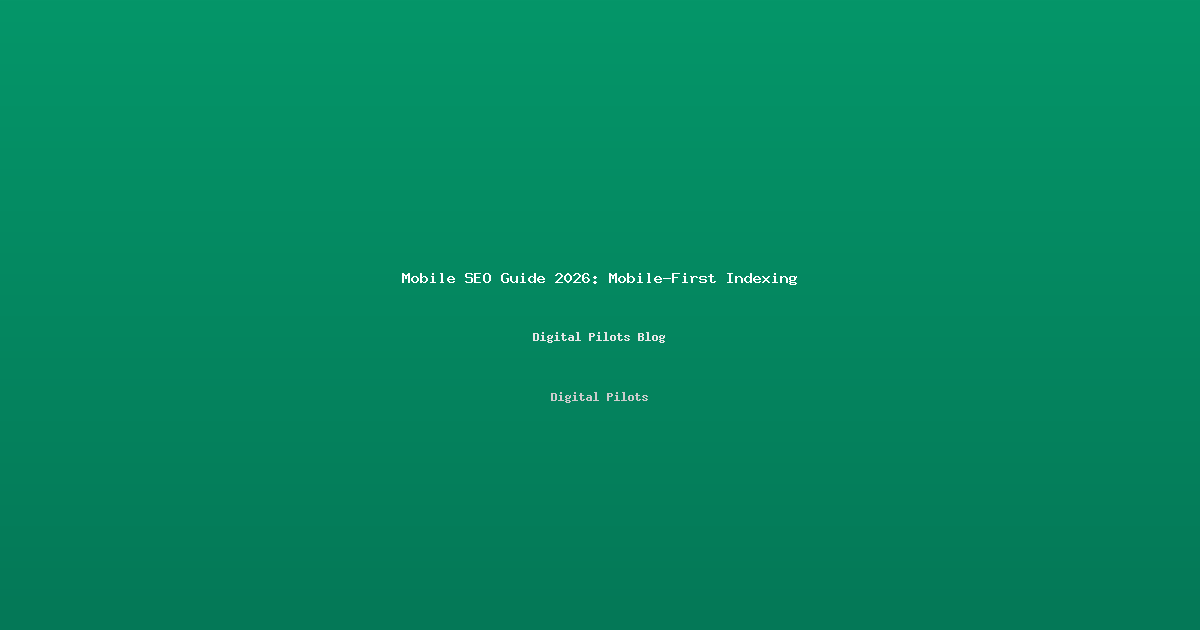 Mobile SEO Guide 2026: How to Optimize for Mobile-First Indexing