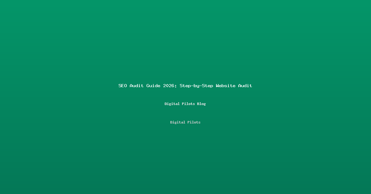 SEO Audit Guide 2026: How to Audit Your Website Step by Step